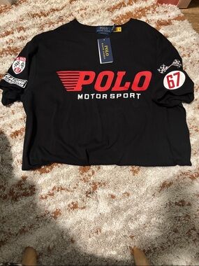 Polo by Ralph Lauren Black Tee with Red Motor Sport Logo